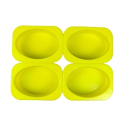 Jaune Moules en silicone de savon de bricolage, pour la fabrication de savons artisanaux, 4 cavités, ovale, jaune, 195x142x33mm, diamètre intérieur: 85x59x30 mm