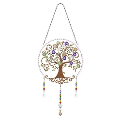 Tree of Life DIY Suncatcher Pendant Decoration Diamond Painting Kits, with Resin Rhinestones, Diamond Sticky Pen, Tray Plate and Glue Clay, Tree of Life, 195x190mm
