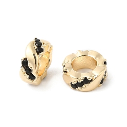 Plaqué 18K Or Véritable Micro cuivres ouvrent zircone cubique perles européennes, Perles avec un grand trou   , anneau, réel 18 k plaqué or, 7x3mm, Trou: 4mm