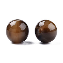Brun Saddle Perles en résine, pierre d'imitation, ronde, selle marron, 12x11.5mm, Trou: 1.5~3mm