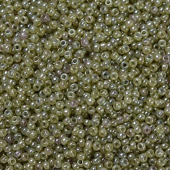 (RR2374) Transparent Olive Lustre Perles rocailles miyuki rondes, perles de rocaille japonais, (rr 2374) lustre olive transparent, 11/0, 2x1.3mm, trou: 0.8 mm, sur 1100 pcs / bouteille, 10 g / bouteille