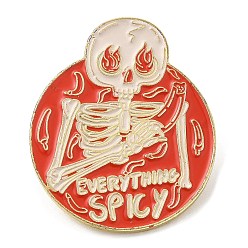 Food Halloween Skull Enamel Pin, Golden Zinc Alloy Brooch for Backpack Clothes, Food, 30x25x2mm
