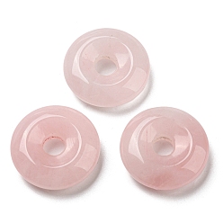 Розовый Кварц Природного розового кварца подвески, подвески в виде пончиков/пи-дисков, 24.5~25x6.5~7 мм, отверстие : 5~6 мм