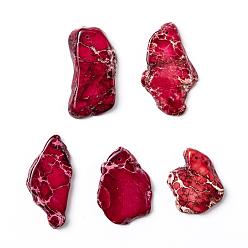 Rouge Foncé Pendentifs jasper régalite naturelle / jaspe impérial / sédiments marins, nuggets, teint, rouge foncé, 34~52x20~33x5~5.5mm, Trou: 1.2mm
