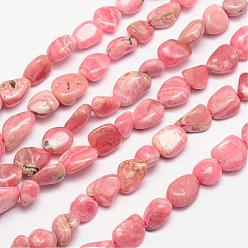 Rhodochrosite Natural Argentina Rhodochrosite Bead Strands, Tumbled Stone, Nuggets, 3~14x3~14mm, Hole: 1mm, about 15.35 inch