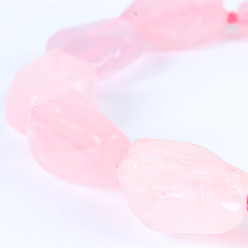 Quartz Rose Brins de perles de pépites de quartz rose de pierres précieuses naturelles, 22~38x15~30x8~20mm, Trou: 2mm, Environ 10~17 pcs/chapelet, 16.54 pouce