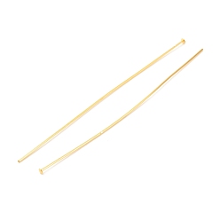 Real 18K Gold Plated Brass Flat Head Pins, Long-Lasting Plated, Real 18K Gold Plated, 76x0.7mm, Head: 2mm