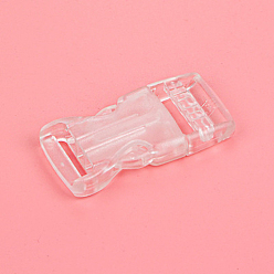 Прозрачный Пластиковая регулируемая быстроразъемная боковая пряжка, прозрачные, 50x25x9 мм, отверстие : 20x4 мм