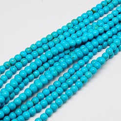 Deep Sky Blue Synthetic Turquoise Beads Strands, Dyed, Round, Deep Sky Blue, 12mm, Hole: 1mm, about 500pcs/1000g