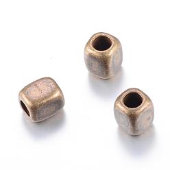 Antique Bronze Tibetan Style Alloy Spacer Beads, Cuboid, Cadmium Free & Nickel Free & Lead Free, Antique Bronze, 5x5x6.5mm, Hole: 3mm, about 1420pcs/1000g