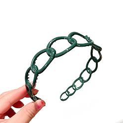 Dark Green Plastic Curb Chains Shape Hair Bands, Wide Hair Accessories for Women, Dark Green, 120mm