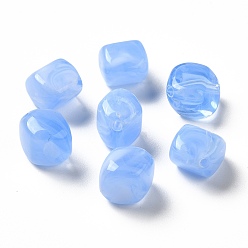 Cornflower Blue Transparent Acrylic Beads, Two Tone, Cube, Cornflower Blue, 11.5x11.5x8.5mm, Hole: 1.8mm, about: 855pcs/500g