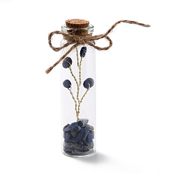 Lapislázuli Mini botellas de deseos con cuentas de cristal y piedra natural, con alambre de cobre, para hacer joyas diy decoración del hogar, 22x84 mm