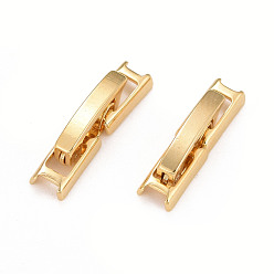 Real 24K Gold Plated Eco-Friendly Brass Watch Band Clasps, Long-Lasting Plated, Lead Free & Cadmium Free, Real 24K Gold Plated, 15x3.5x4mm