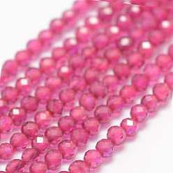 Рубин Синтетический драгоценный камень бисер нитей, имитация рубин, граненые, круглые, 2 мм, отверстие : 0.5 мм, около 178 шт / нитка, 15.3 дюйм (39 см)