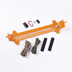 Orange Bracelet cordon de parachute diy, avec gabarit de parachute en acier inoxydable, cordon de parachute de couleur aléatoire, fermoirs en plastique, orange, 38.3x9.8x5.5 cm
