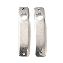 Round 201 Stainless Steel Connector Charms, Curved Rectangle Links with Hollow Pattern, Stainless Steel Color, Round, 30x6x0.8mm, Hole: 1.4mm