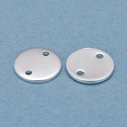 Серебро 304 соединительные звенья нержавеющие, плоско-круглые, серебряные, 10x1 мм, отверстие : 1 мм