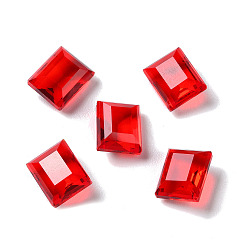 Rouge Cabochons en verre transparent strass, facette, rectangle, pointé en arrière, rouge, 10x8x4.5mm