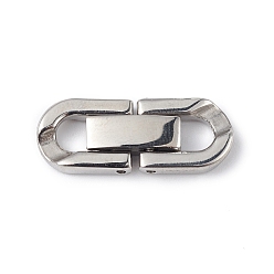 Stainless Steel Color 304 Stainless Steel Fold Over Clasps, Oval, Stainless Steel Color, 20x8x3mm, Hole: 4x4mm