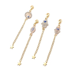 Golden 304 Stainless Steel Chain Extender, with Lobster Claw Clasps and Alloy Rhinestone Links Connectors, Mixed Shape, Golden, 96~97mm