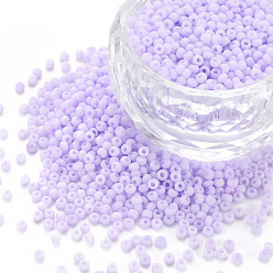 Lilac 13/0 Glass Seed Beads, Macaron Color, Round Hole, Round, Lilac, 13/0, 2~2.3x1.5mm, Hole: 0.8mm, about 450g/bag