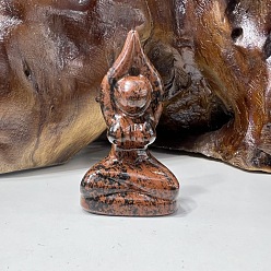 Obsidienne Figurines de déesse du yoga de guérison sculptées en obsidienne d'acajou naturel, Décorations d'affichage en pierre d'énergie reiki, 50~60mm