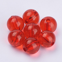 Красный Прозрачные акриловые бусины, круглые, красные, 28x27.5 мм, Отверстие : 3.5 мм , около 40 шт / 500 г