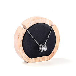 Noir Bois rond recouvert de cuir pu présentoirs à un collier, support d'affichage de bijoux pour le stockage de collier, noir, 9x2x8.5 cm