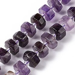 Amethyst Natural Amethyst Beads Strands, Faceted, Flat Round, 14x14x5~8.5mm, Hole: 1.8mm, about 30pcs/strand, 14.76 inch(37.5cm)