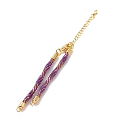 Dark Orchid Nylon Cord Bracelets, for Connector Charm Bracelet Making, with Rack Plating Golden Lobster Claw Clasps & Chain Extenders, Long-Lasting Plated, Cadmium Free & Lead Free, Dark Orchid, 5-3/4~6x1/8x1/8 inch(14.7~15.2x0.3cm)