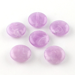 Lilac Flat Round Imitation Gemstone Acrylic Beads, Lilac, 22x8.5mm, Hole: 2mm, about 190pcs/500g