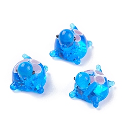 Dodger Blue Handmade Lampwork Beads, Turtle, Dodger Blue, 18.5~20x14.5~17.5x16.5mm, Hole: 1.8mm