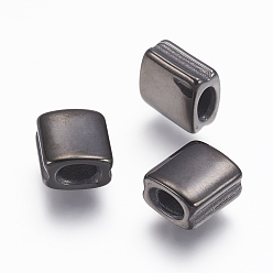 Gunmetal 304 Stainless Steel Beads, Square, Gunmetal, 8x7x4.5mm, Hole: 2x3.5mm