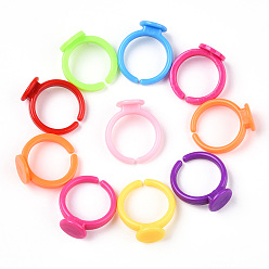 Couleur Mélangete Manchette composants de l'anneau acrylique coloré, pour les enfants, couleur mixte, 14mm, Plateau: 9 mm