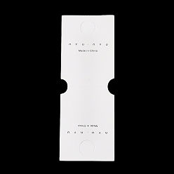 White Fold Over Cardboard Paper Jewelry Display Cards for Necklace & Bracelet Storage, Rectangle with Word, White, 13.8x5x0.05cm, Hole: 13.5mm