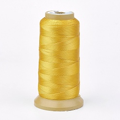 Золотистый Полиэфирная нить, для заказа тканые решений ювелирных изделий, золотые, 0.7 мм, около 310 м / рулон