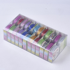 Mixed Color DIY Picture Stickers, with Acrylic Rhinestone and Adhesive Tape on the Other Side, Mixed Color, 17.5mm, about 50cm/roll, 24rolls/box, box: 25x12.6x6.3cm