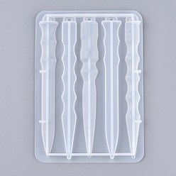 Blanco Moldes de silicona llavero autodefensa, moldes de resina, para resina uv, fabricación de joyas de resina epoxi, dardos, blanco, 152x106x10 mm, agujero: 4 mm, diámetro interior: 142x8~12 mm