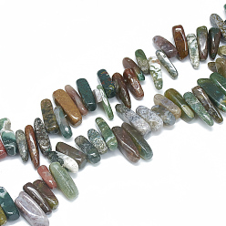 Agate Indienne Naturelles agate indienne brins de perles, bande irrégulière, 10~30x5~10x3~9mm, Trou: 1mm, Environ 65~85 pcs/chapelet, 14.9 pouce