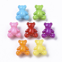 Mixed Color Opaque Acrylic Beads, Bear, Mixed Color, 13.5x11.5x7.5mm, Hole: 2.5mm, about 1110pc/500g
