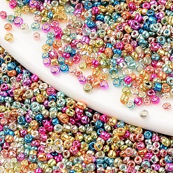 Couleur Mélangete 12/0 perles de rocaille en verre plaqué, trou rond, ronde, couleur mixte, 12/0, 2~2.5x1.5~2mm, trou: 0.8 mm, sur 450 g / sac