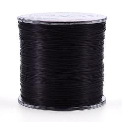 Negro Cuerda de cristal elástica plana, hilo de cuentas elástico, para hacer la pulsera elástica, negro, 0.5 mm, aproximadamente 328.08 yardas (300 m) / rollo