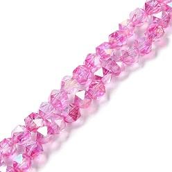 Camélia Transparentes perles de verre de galvanoplastie brins, facette, polygone, de couleur plaquée ab , camélia, 5.5mm, Trou: 1.2mm, Environ 70 pcs/chapelet, 14.84 pouce (37.7 cm)