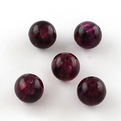 Púrpura Piedras preciosas perlas de imitación de acrílico redonda, púrpura, 6 mm, Agujero: 1.5 mm, sobre 4100 unidades / 500 g
