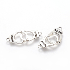 Antique Silver Tibetan Style Alloy Handcuff with Freedom Links connectors, Cadmium Free & Lead Free, Antique Silver, 39x15x2mm, Hole: 2mm