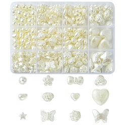 Color de la concha 247 juegos de cuentas de perlas de imitación de plástico abs, color de concha, 6~17x7.5~16x4~8 mm, agujero: 1.4~2.3 mm