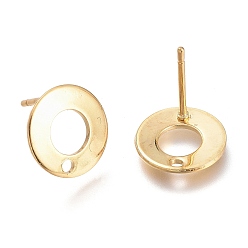 Golden 201 Stainless Steel Stud Earring Findings, with 304 Stainless Steel Pins, Ring, Golden, 10.5x1mm, Hole: 1.4mm, Pin: 0.8mm