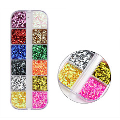 Round Nail Art Glitter Sequins, Manicure Decorations, for Slime Jewelry Making, Round Pattern, Box: 128x52mm