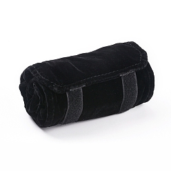 Black Foldable Velvet Jewelry Travel Roll Bag, Portable Storage Case, For Ring Display, Black, 47x28x2.1cm